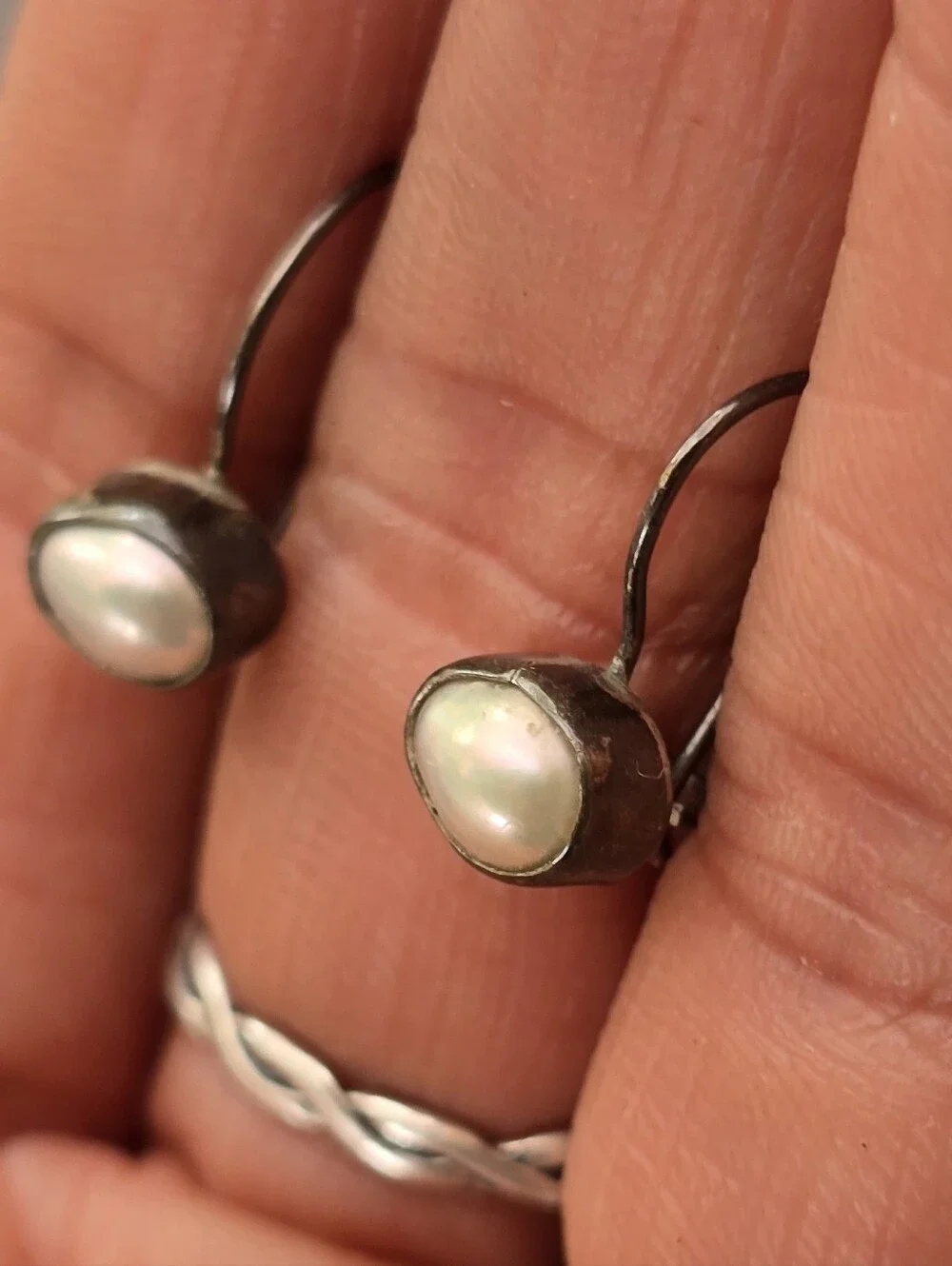 Super cute baroque nugget pearls set in sterling silver earrings
